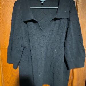 Talbots Black Textured Knit Top